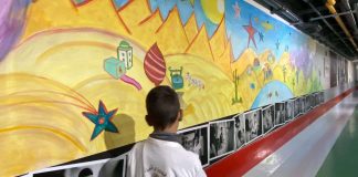 La fresque des enfants du centre Fiers et Forts au Royal Mansour Marrakech