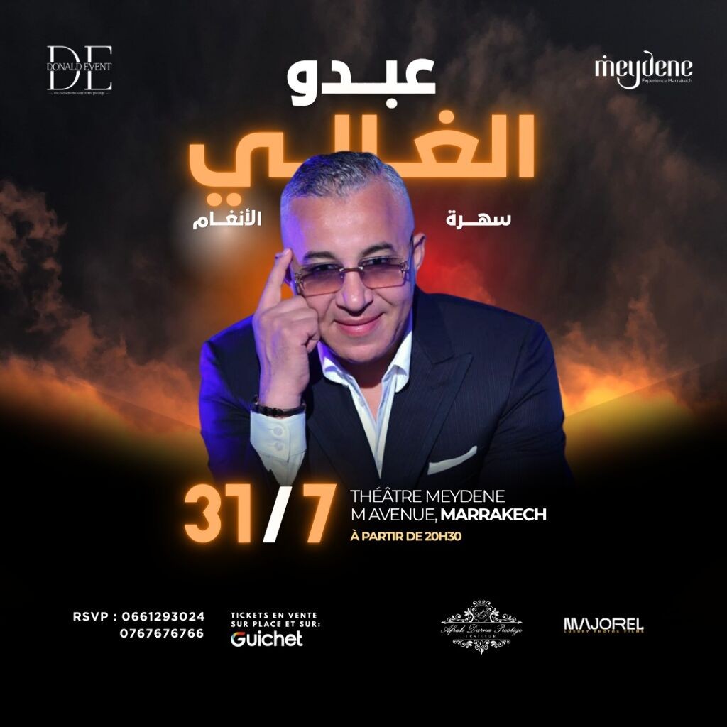Affiche du concert tarab d’Abdou El Ghalia au Meydene, Marrakech