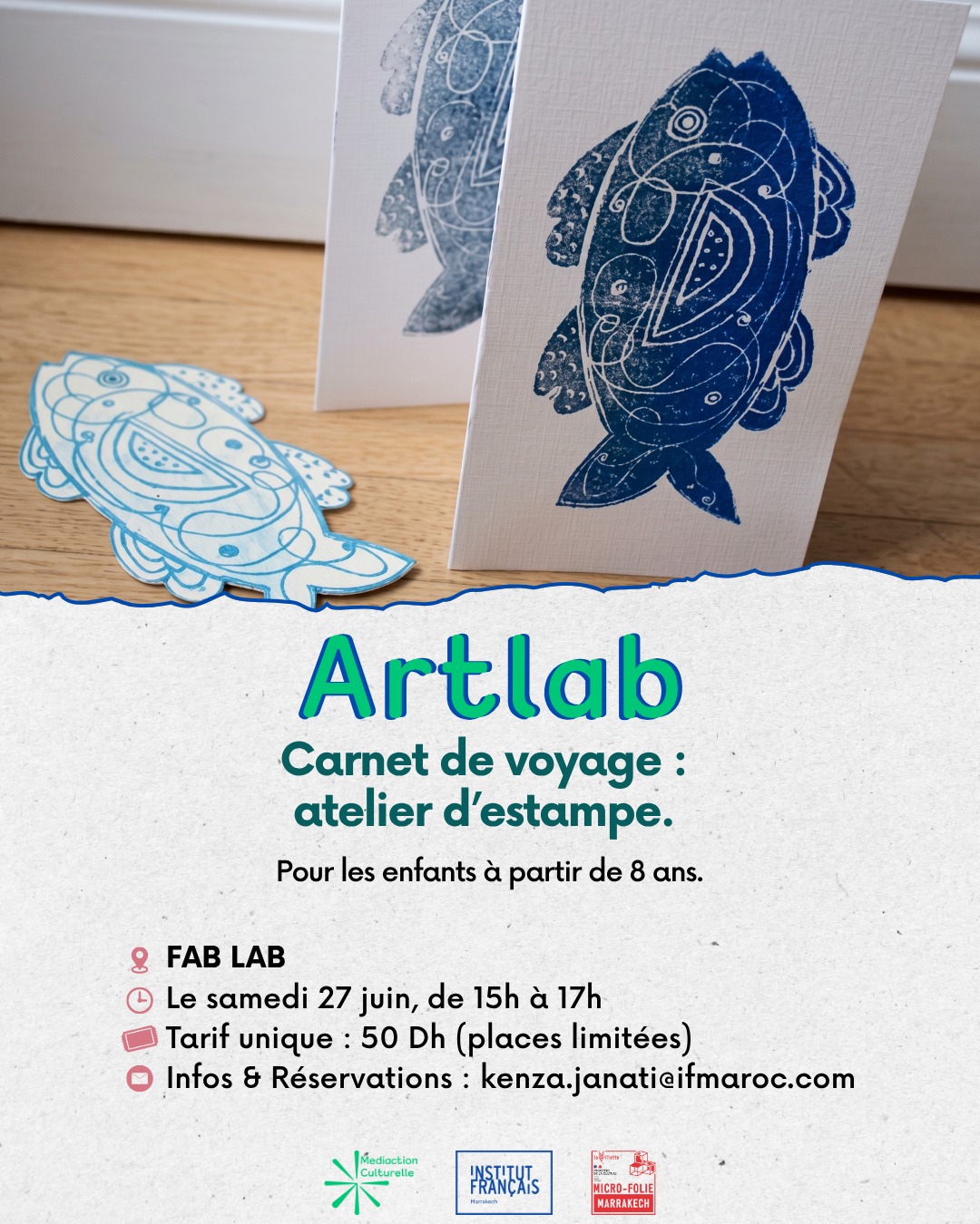Atelier Artlab d’estampe pour enfants à l’Institut français de Marrakech