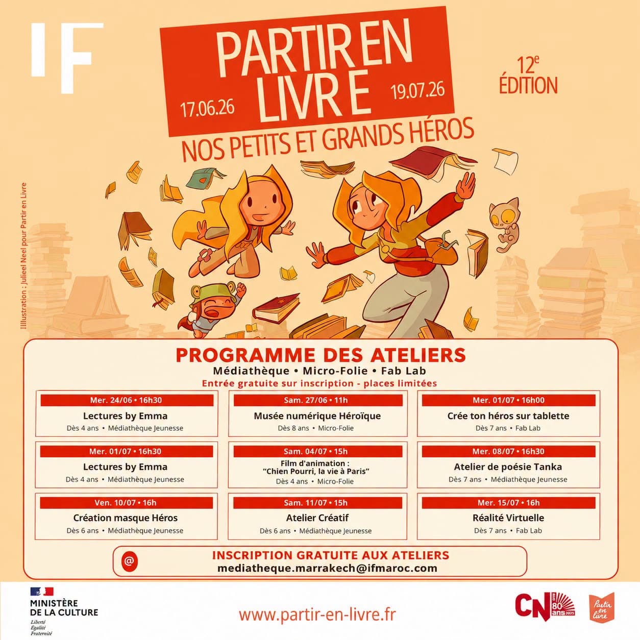 Affiche Partir en Livre 2026 à l’Institut français de Marrakech
