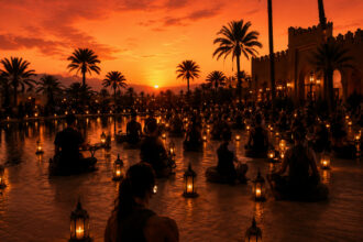 Coucher de soleil sur Marrakech, heure GMT