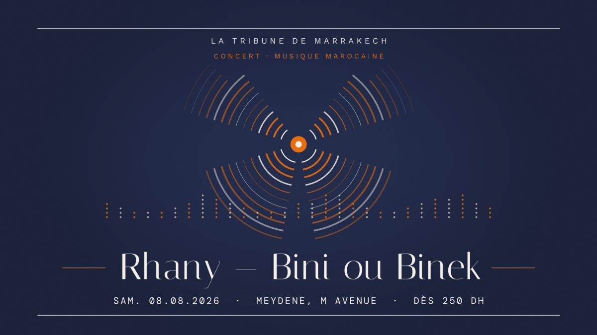 Visuel du concert de Rhany « Bini ou Binek » au Meydene à Marrakech, samedi 8 août 2026